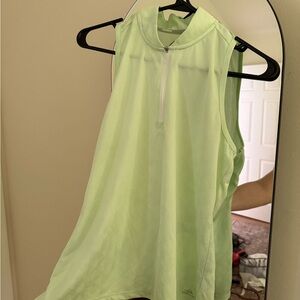 adidas Mint Green Sleeveless Golf Top with Front Zip